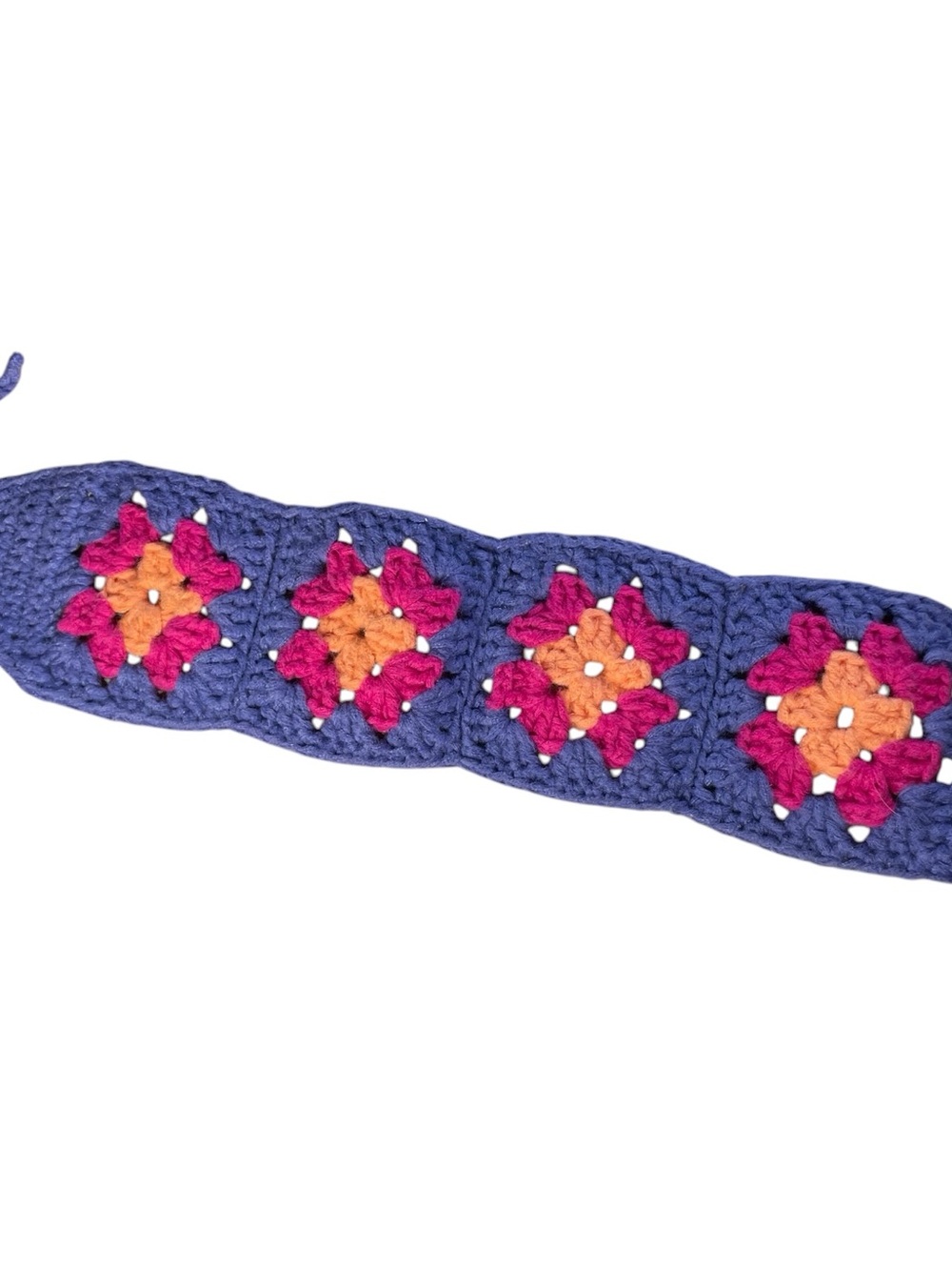 Crocheted Granny Square Headband in Purple, Pink & Orange